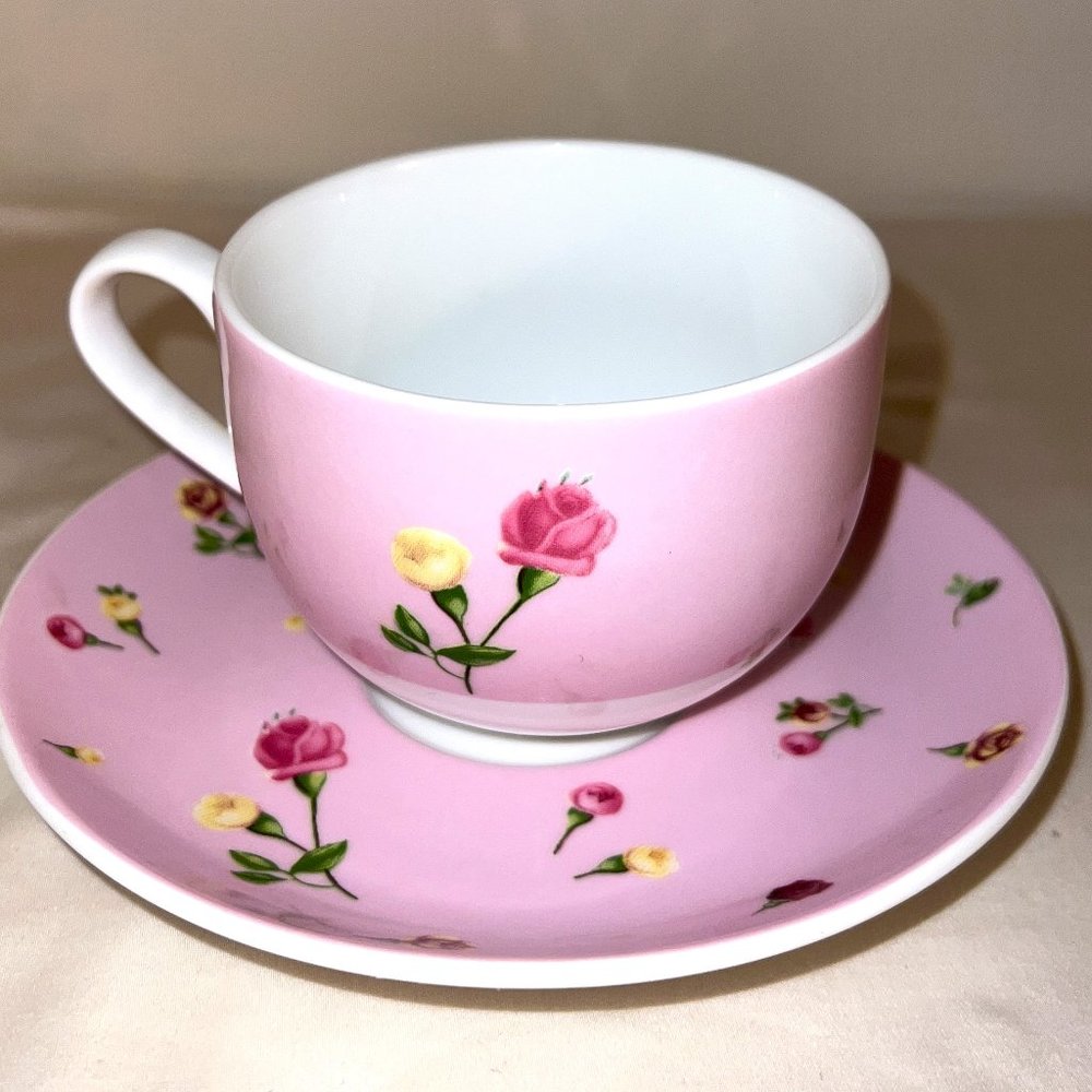New Country Roses Pink by Royal Albert, Cup and Saucer